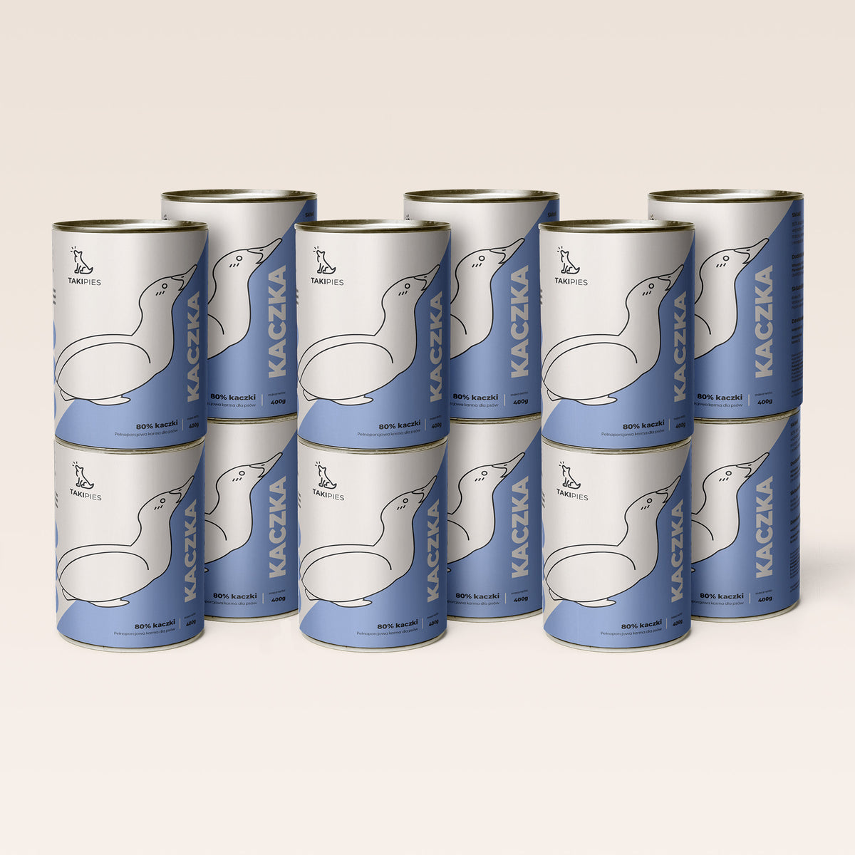 Karma mokra dla psa Kaczka 80% - zestaw 12 puszek po 400 g