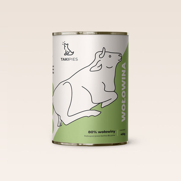 Karma mokra dla psa Wołowina 80% - puszka 400 g