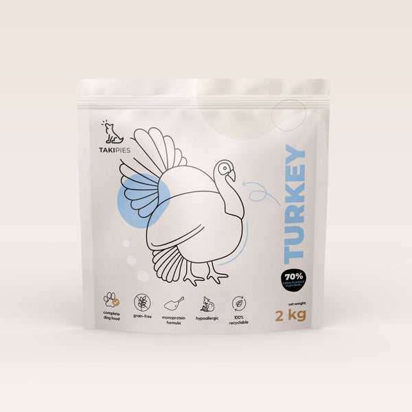 Karma sucha dla psa Indyk 70% - opakowanie 2 kg, monobiałkowa, bez zbóż