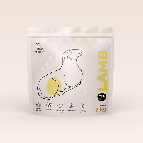 Karma sucha dla psa Jagnięcina 70% - opakowanie 2 kg, hipoalergiczna, bez zbóż