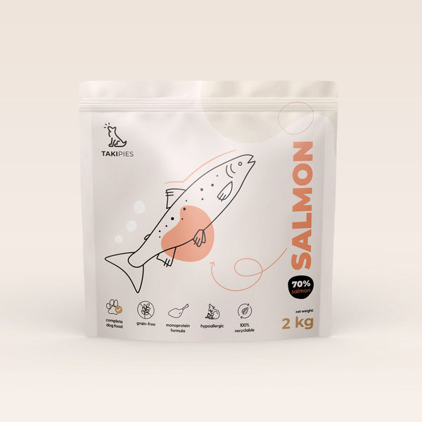 Karma sucha dla psa Łosoś 70% - opakowanie 2 kg, bogata w Omega-3