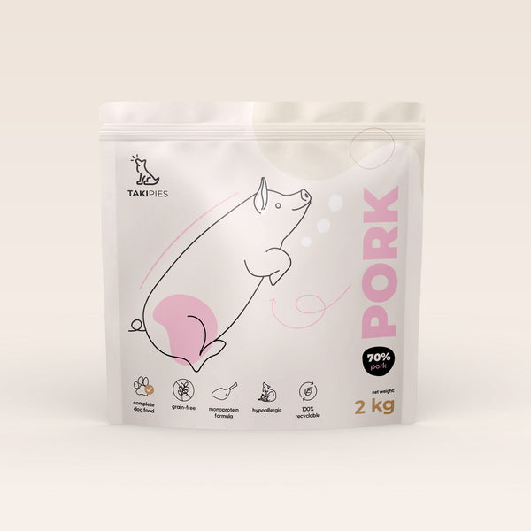 Karma sucha dla psa Wieprzowina 70% - opakowanie 2 kg, monobiałkowa, dla niejadków